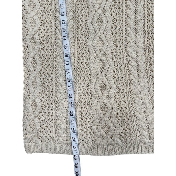 Vintage Yorkshire Knitting Cream Fisherman Cable Knit Sweater Turtleneck Size XL - Picture 6 of 7